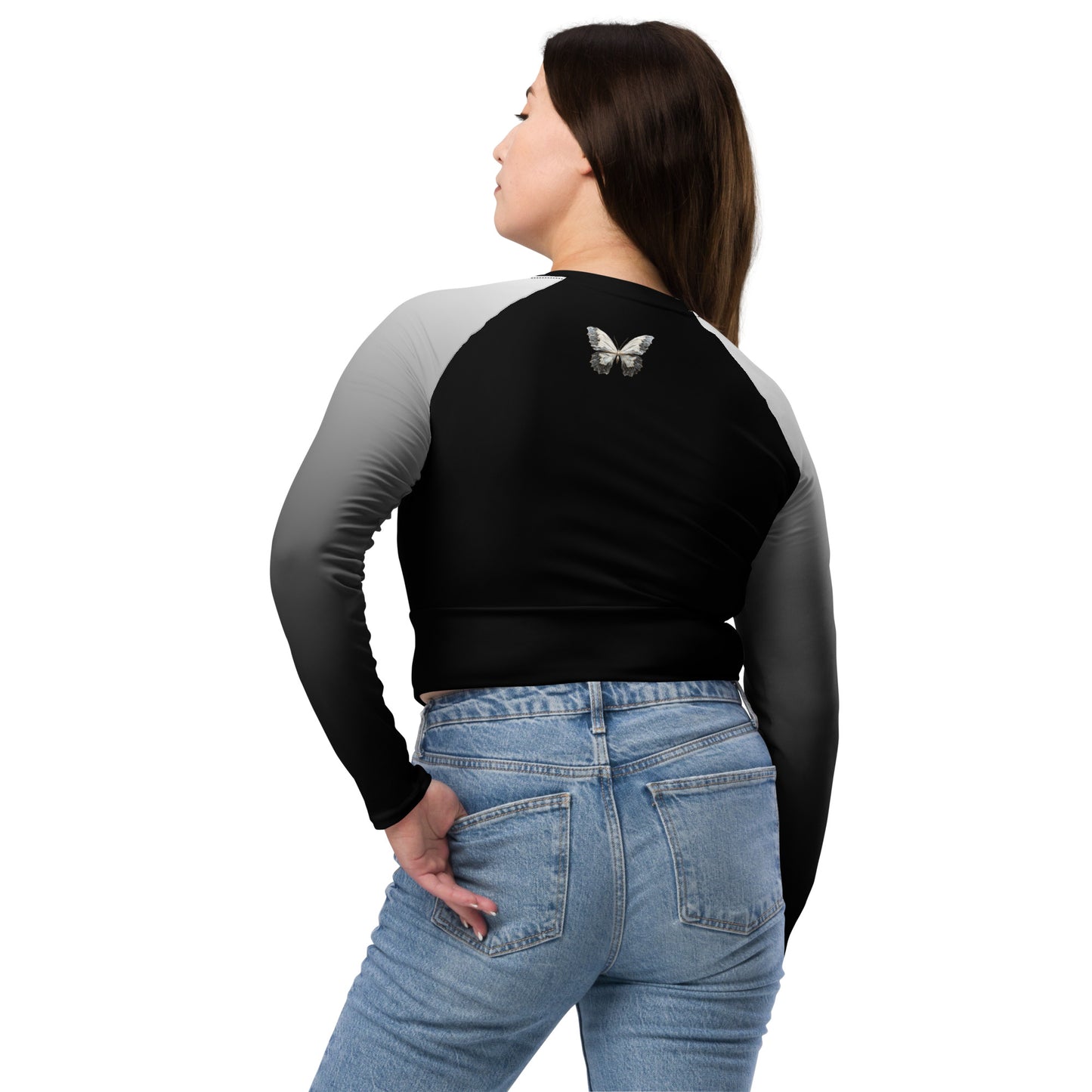 Butterfly Long-Sleeve Cropped Top