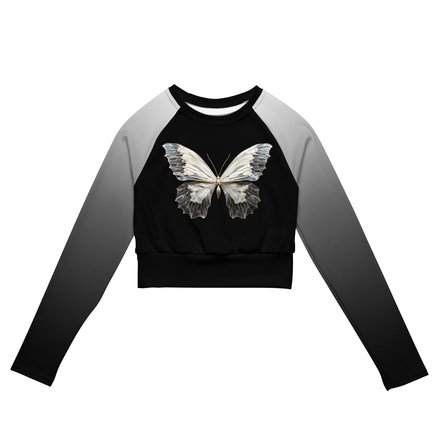 Butterfly Long-Sleeve Cropped Top