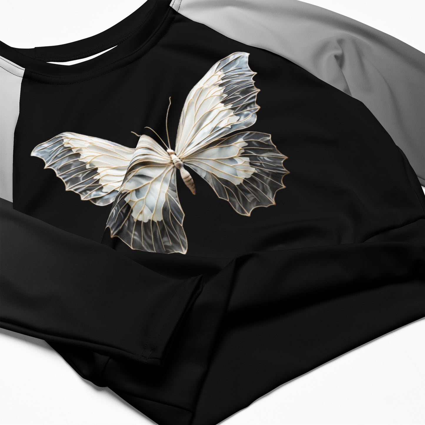Butterfly Long-Sleeve Cropped Top
