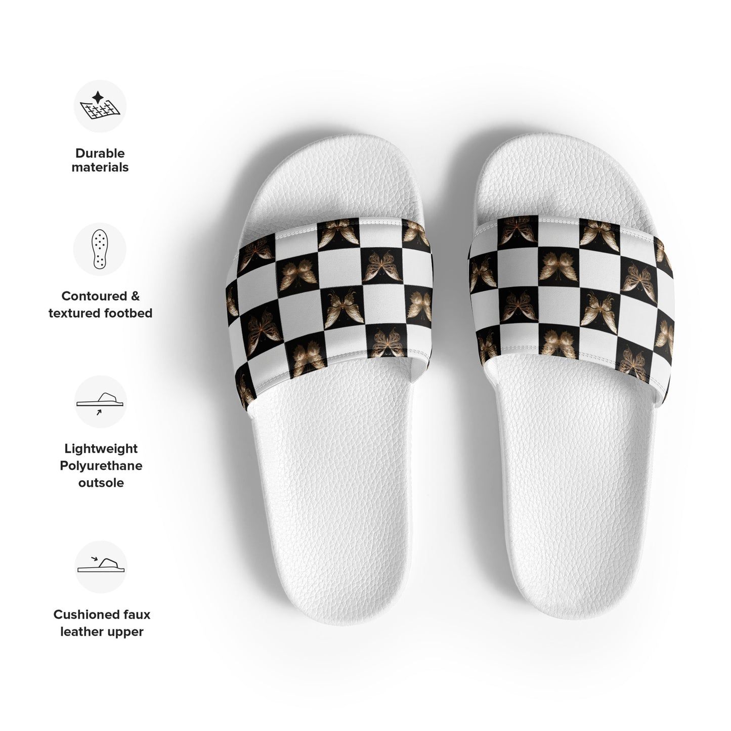 Checkered Butterfly Women's Slides