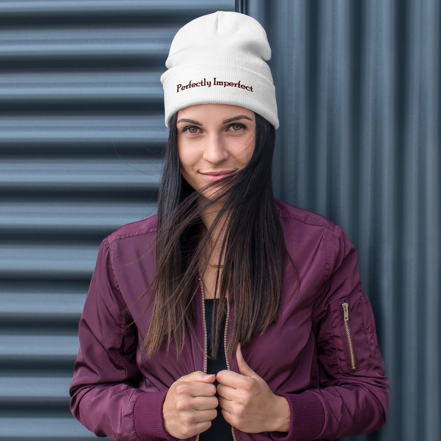 Perfectly Imperfect Embroidered Beanie