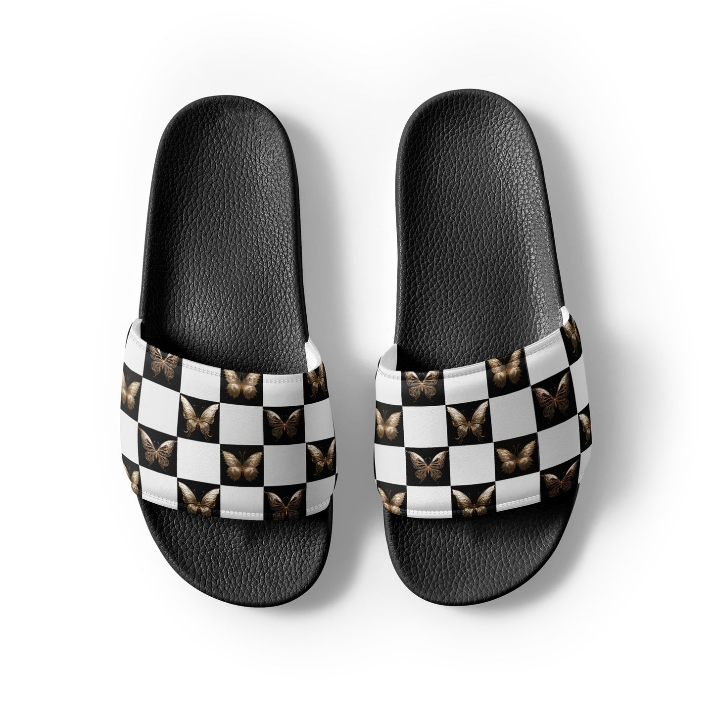 Checkered Butterfly Women's Slides