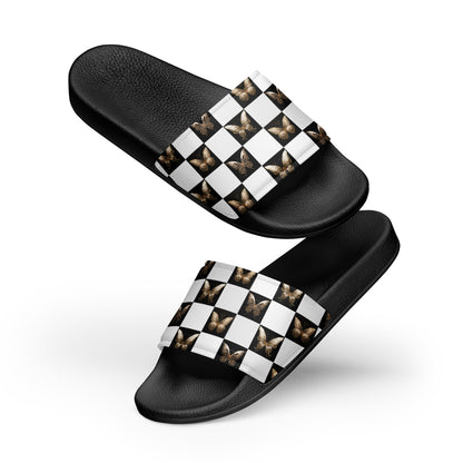 Checkered Butterfly Women's Slides