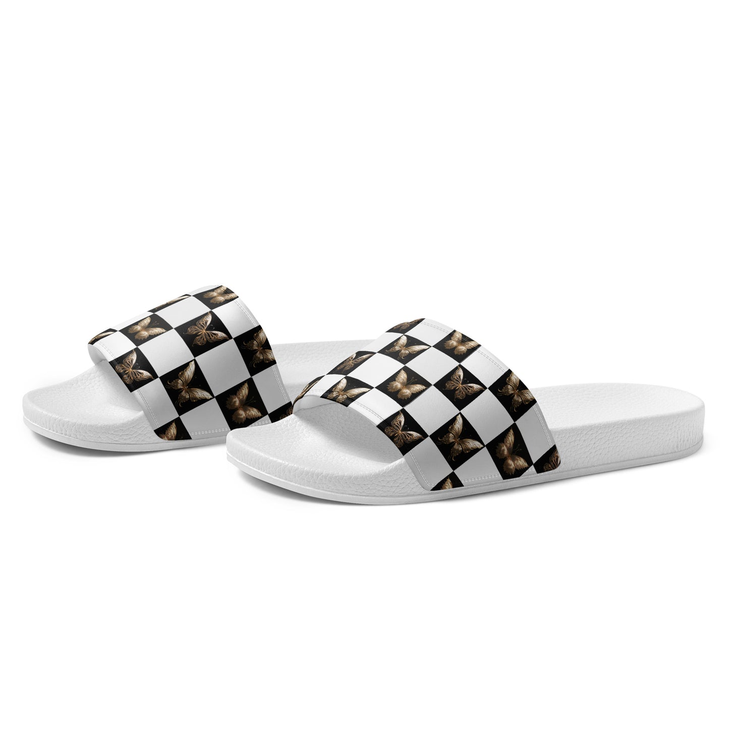 Checkered Butterfly Women's Slides